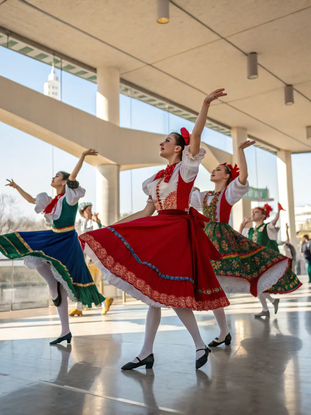 A captivating image of a cultural dance performance at K DANSE, featuring dancers in traditional attire, celebrating cultural heritage through movement.